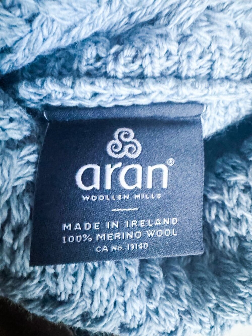 Aran Mor Blue Mock Neck Merino Wool Chunky Pullover L - Picture 4 of 4